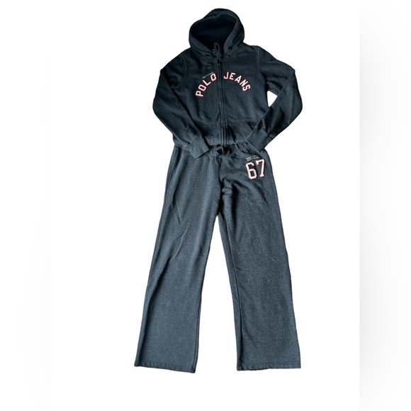 POLO WIDE LEG Y2K HOODIE AND SWEAT PANT SET RALPH LAUREN ZIP UP HOODIE AND PANTS - Picture 5 of 5